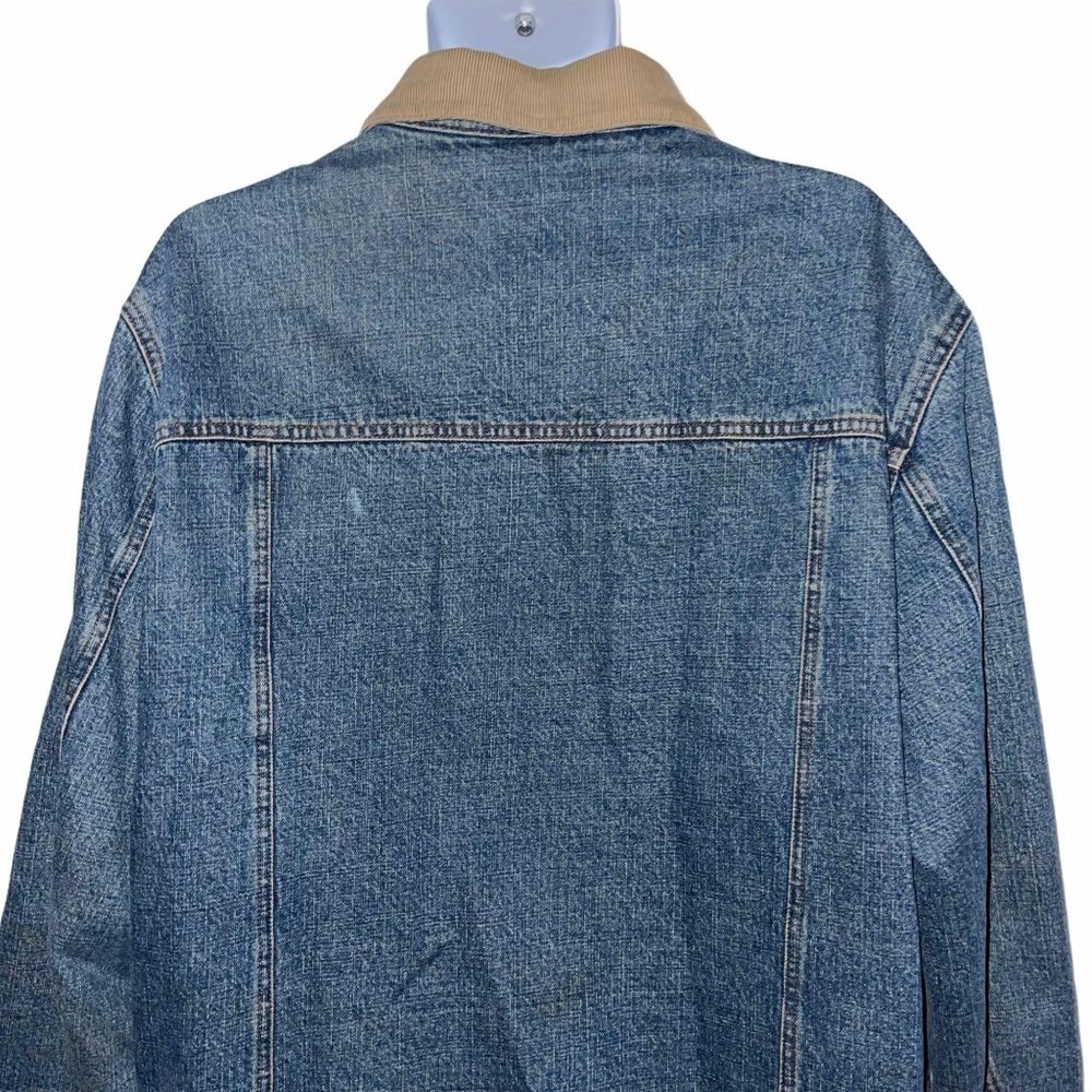 Tommy Hilfiger Outdoors Y2K Vintage 2002 Patchwork Denim Trucker Jacket Mens XL - Picture 7 of 10